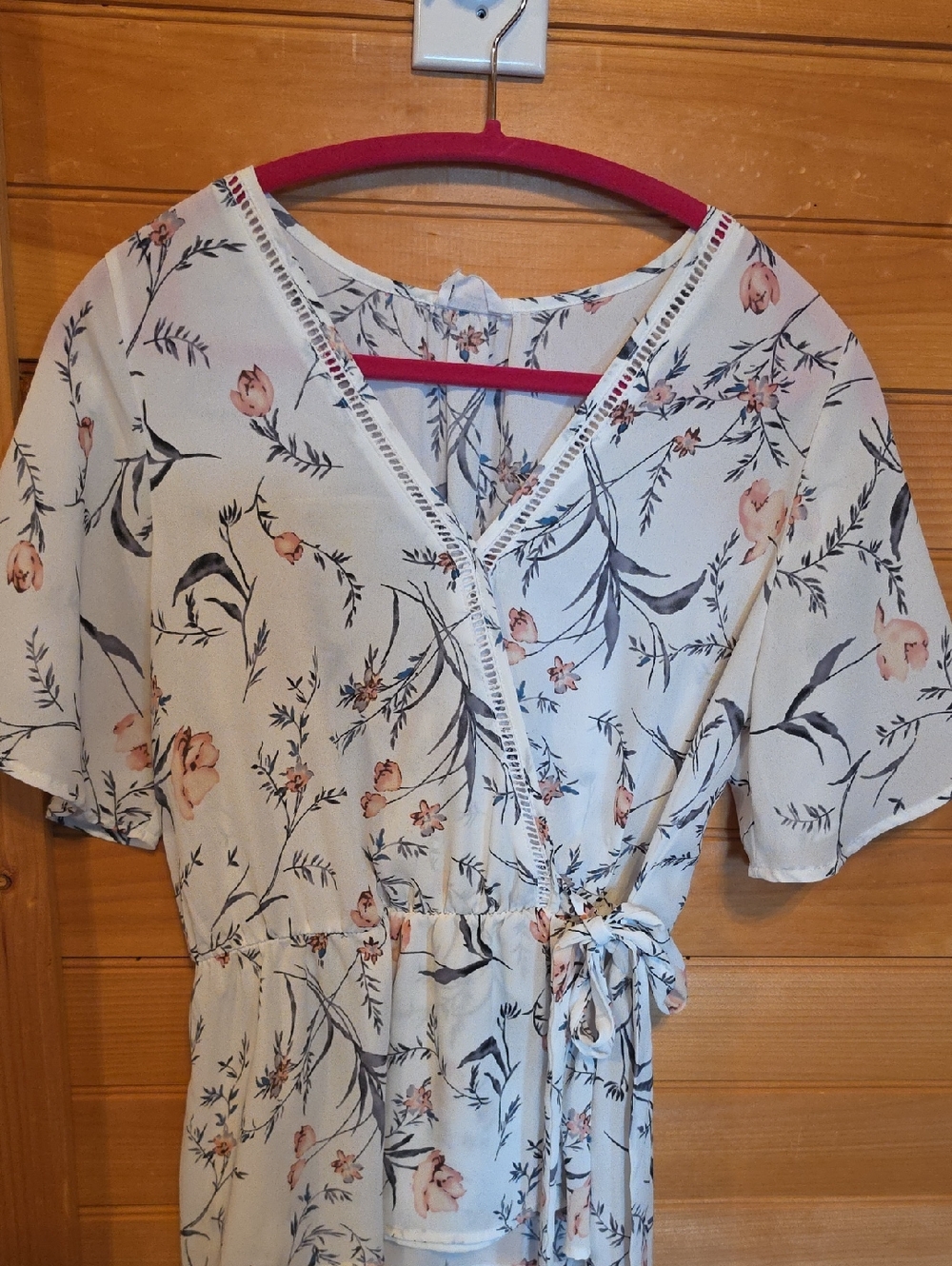 9Sienna Sky Cream Shirt with Pink and Green Floral Print